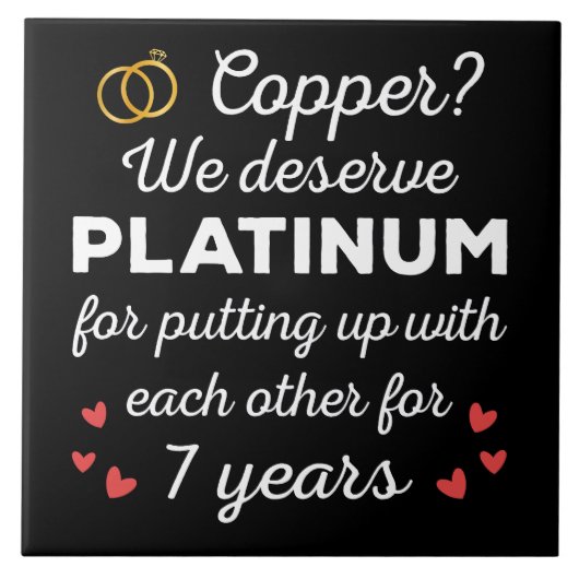 7th 結婚s anniversary I - Copper おもしろい Couple タイル (正面)