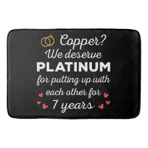 7th 結婚s anniversary I - Copper おもしろい Couple バスマット