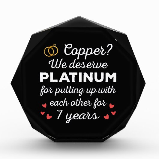 7th 結婚s anniversary I - Copper おもしろい Couple フォトブロック (正面)