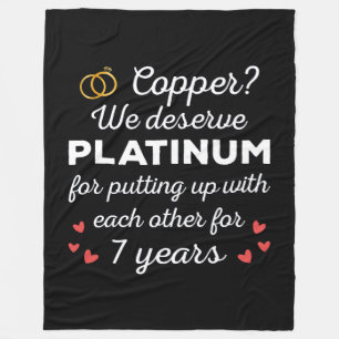 7th 結婚s anniversary I - Copper おもしろい Couple フリースブランケット