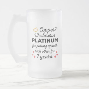 7th 結婚s anniversary I - Copper おもしろい Couple フロストグラスビールジョッキ