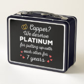 7th 結婚s anniversary I - Copper おもしろい Couple メタルランチボックス (裏面)