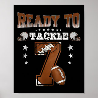 7th Birthday Boy Football Themed Party 7 Year Old  ポスター