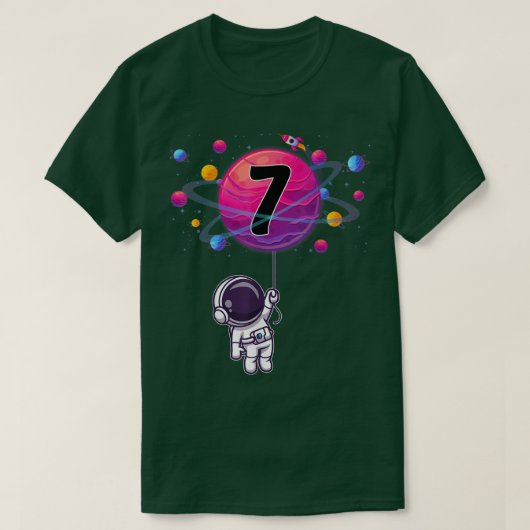 7th Birthday Boy Gift Astronaut 7 Years Old Birthd Tシャツ (デザイン正面)