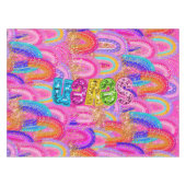 7th Birthday Bright Rainbow Gold Glitter テーブルクロス (正面(横))