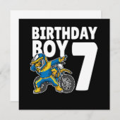 7th Birthday Dabbing Motocross Bike 7 Years Old 招待状 (正面/裏面)