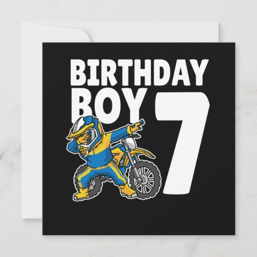 7th Birthday Dabbing Motocross Bike 7 Years Old 招待状 (正面)