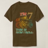7th Birthday Gifts I'm 7 This Is How I Roll Monste Tシャツ (デザイン正面)