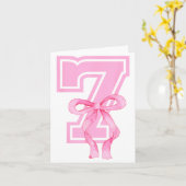 7th Birthday Girl Coquette Nk Bows Seven Years Old カード (黄色い花)