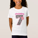 7th Birthday Girl Hot Pink & leopard print Tシャツ<br><div class="desc">A cute design for girl</div>