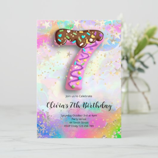 7th Birthday Girls Invitation 招待状 (スタンド正面)