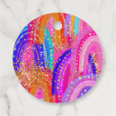 7th Birthday Hot Pink Rainbow Sequin Girl フェイバータグ (裏面)