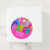 7th Birthday Hot Pink Rainbow Sequin Girl フェイバータグ (インサイチュ)
