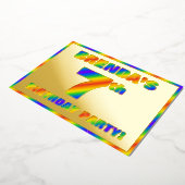 7th Birthday Party —おもしろい、レインボースペクトル「7」 箔招待状 (回転した状態)