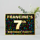 7th Birthday Party —おもしろい、音楽シカラフルンボル 箔招待状 (立ち正面)