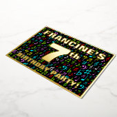 7th Birthday Party —おもしろい、音楽シカラフルンボル 箔招待状 (回転した状態)