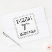 7th Birthday Party:アールデコスタイル+名前をカスタムする スクエアシール (封筒)
