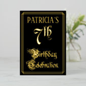 7th Birthday Party – スクリプファンシートと名前をカスタムする 箔招待状 (立ち正面)