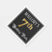 7th Birthday Party – スクリプファンシート、フェイク金ゴールド・ルック スタンダードランチョンナプキン (角)