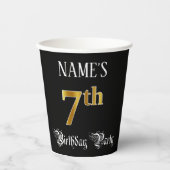 7th Birthday Party – スクリプファンシート、フェイク金ゴールド・ルック 紙コップ (正面)