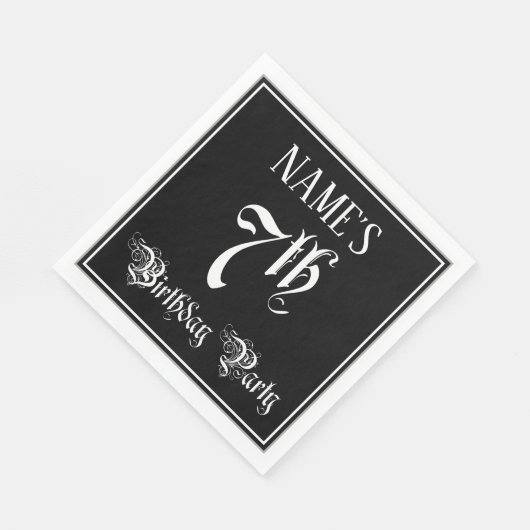 7th Birthday Party – スクリプファンシート+名前をカスタムする スタンダードランチョンナプキン (角)