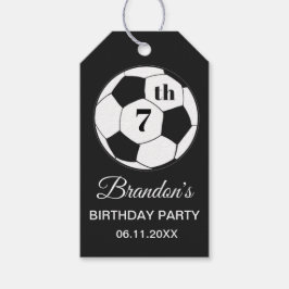 7th Birthday Party Soccer Black Boys Sports ギフトタグ