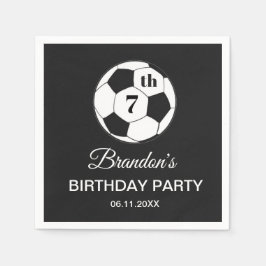 7th Birthday Party Soccer Black Boys Sports スタンダードカクテルナプキン