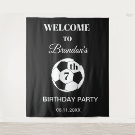 7th Birthday Party Soccer Green Boys Sports タペストリー