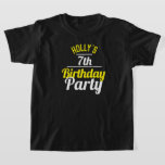 7th Birthday Party Tシャツのお祝い Tシャツ<br><div class="desc">7祝歳の誕生日パーティーへ。「誕生日パーティー」を開催している人のために設計！誕生日パーティーお祝いのTシャツと年齢。バースデーパーティーシャツ。その人の名前を追加するパーティー。誕生日パーティーTシャツ。</div>