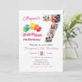 7th birthday photo collage number 7女の子 招待状 (スタンド正面)