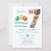 7th birthday photo collage number 7男の子 招待状 (正面)