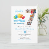 7th birthday photo collage number 7男の子 招待状 (スタンド正面)