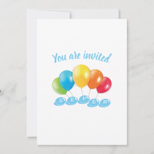7th birthday photo collage number 7男の子 招待状 (裏面)
