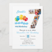 7th birthday photo collage number 7男の子 招待状 (正面/裏面)