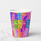 7th Birthday Pink and Gold Rainbow 紙コップ (裏面)