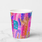 7th Birthday Pink and Gold Rainbow 紙コップ (右)