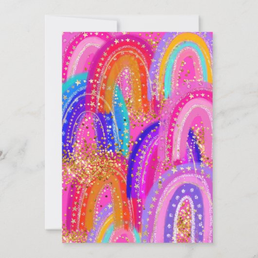 7th Birthday Pink Rainbow Party Invitation 招待状 (裏面)