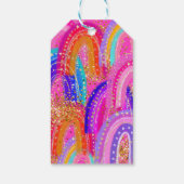 7th Birthday Rainbow Hot Pink Party ギフトタグ (裏面)