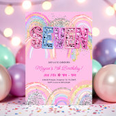 7th Birthday Rainbow Invitation 招待状