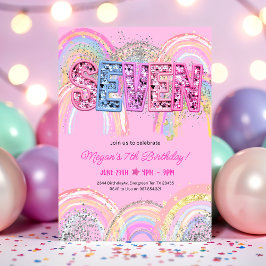 7th Birthday Rainbow Invitation 招待状