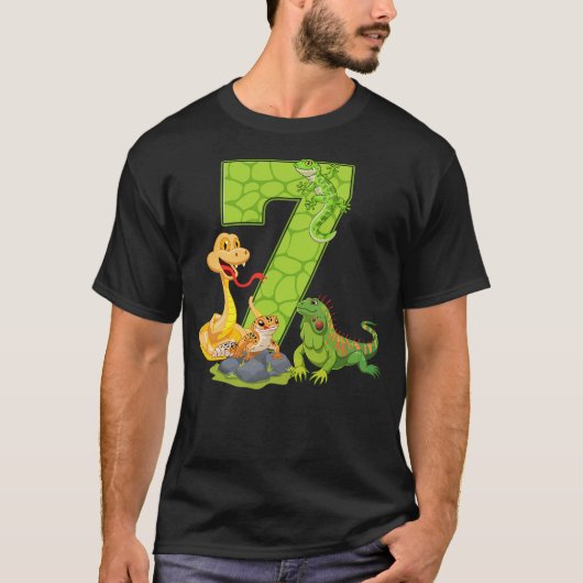7th Birthday Snake Lizard Reptile 7 Year Old Birth Tシャツ (正面)