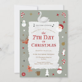 7th Day of Christmas Retro New Year's Eve Party 招待状