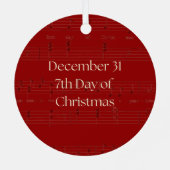 7th Day of Christmas Seven Swans A-Swimming メタルオーナメント (裏面)