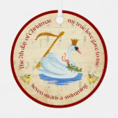 7th Day of Christmas Seven Swans A-Swimming メタルオーナメント (正面)