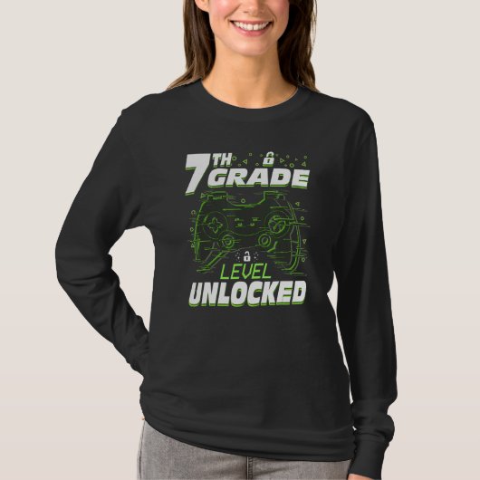 7th Grade Level Unlocked Back To School Video Game Tシャツ (正面)