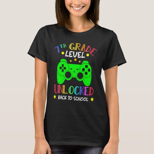 7th Grade Level Unlocked Video Game Back To School Tシャツ (正面)