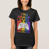 7th Grade Level Unlocked Video Gamer Back to Schoo Tシャツ (正面)