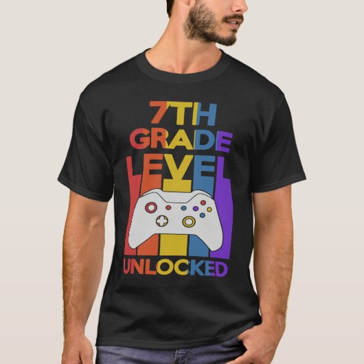 7th Grade Level Unlocked Video Gamer Back to Schoo Tシャツ (正面)