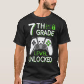 7th Grade Level Unlocked VideoGame Gamer Back to S Tシャツ (正面)