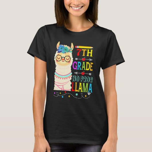 7th Grade No Prob Llama Back To School First Day 1 Tシャツ (正面)